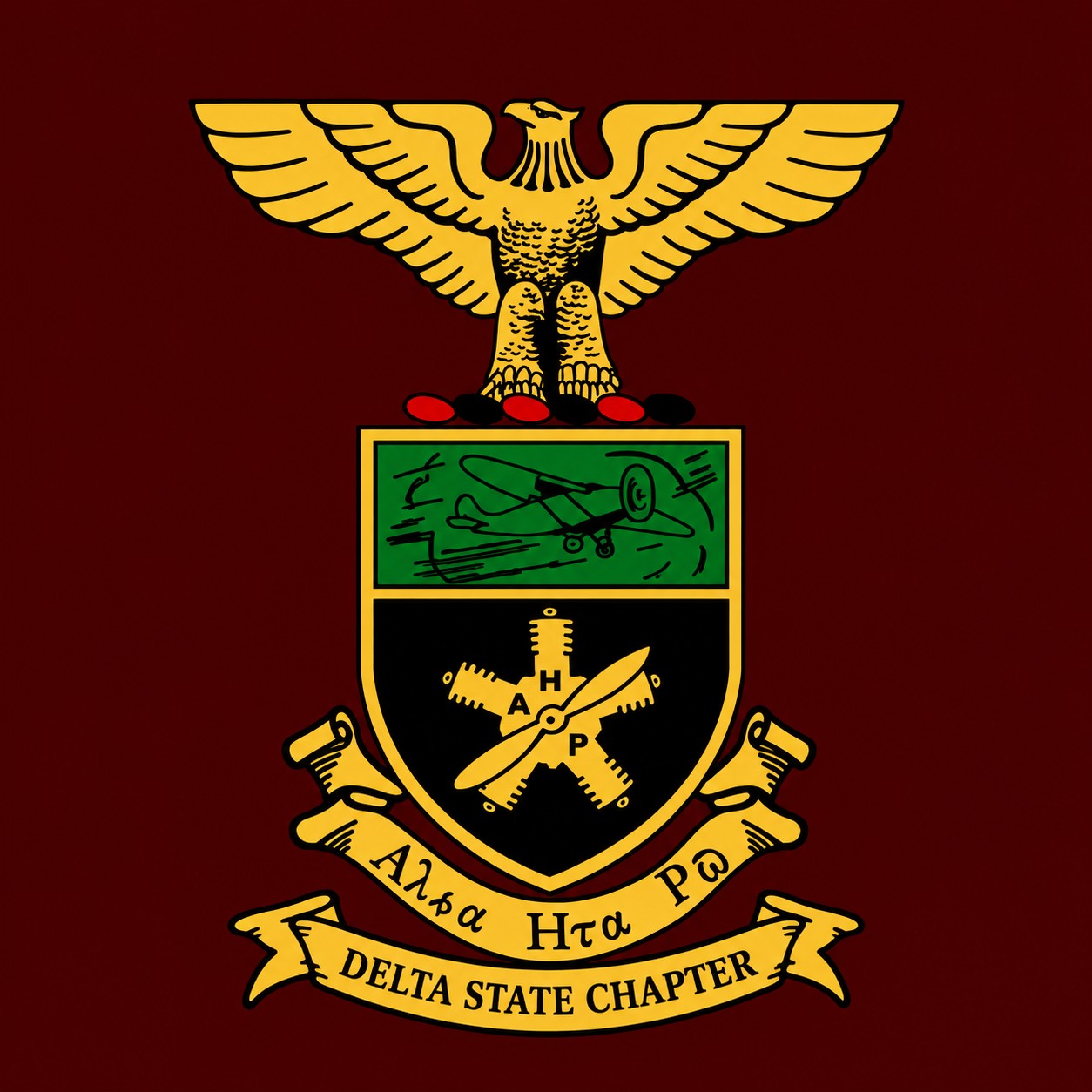 Alpha Eta Rho winged AHP emblem
